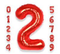 Chiffre Anniversaire Geant 2 Rouge: 40 Pouces 101 cm Ballon Géant Rouge Numero 2 ans à Hélium Ballon de Baudruche Mylar Décoration