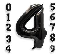 Chiffre Anniversaire Geant 4 Noir: 40 Pouces 101 cm Ballon Géant Noir Numero 4 ans à Hélium Garçon Fille Ballon de Baudruche Mylar Décoration pour Baby Shower Anniversaire