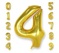Chiffre Anniversaire Geant 4 Or: 40 Pouces 101 cm Ballon Géant Doré Numero 4 ans à Hélium Ballons de Baudruche Mylar Décoration pour Mariage Anniversaire