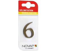 Chiffre 6 adhésif plastique relief coloris or