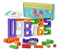 Chiffre en Bois,Blocs de Construction Mathématiques,Mathématiques Bloc de Construction Numéroté,28 Bloc de Construction Numéroté,Éléments Constitutifs de L’équilibre Numérique pour Jeu Préscolaire