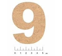 Chiffre En Bois Mdf Adhésif 7,5cm Chiffre 9