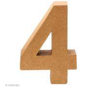 Chiffre en carton - GLOREX - 4 - Décoration 3D - Blanc - 17,5 x 12,5 cm