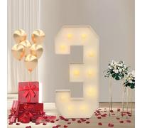 Chiffre Lumineux Geant Lettres Lumineuses à LED Lampe Numéros Lumineux LED Lights Décoration 2000-3000K,Pour fête d'anniversaire, anniversaire, décoration de mariage (3)