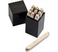 Chiffres à frapper en acier au carbone nickelé - 9 pièces avec repères - hauteur caractères 6 mm SAM OUTILLAGE