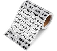 Chiffres Autocollants, 0001 à 2000 autocollants d'étiquettes de numéros consécutifs, autocollants de numéros d'inventaire étanches pour la classification du stockage des stocks (0,39 x 0,78 pouce)