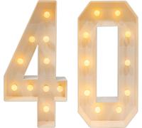 chiffres d'anniversaire lumineux LED 3D, design vintage, fonctionnant sur piles, 40