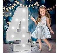 Chiffres de chapiteau de 1,2 m de haut, faciles à assembler, blanc froid, numéro 4 pour événements intérieurs et extérieurs, grand panneau lumineux pour anniversaire, remise de diplôme, décoration de