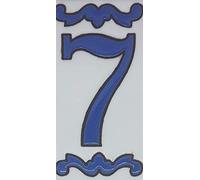 Chiffres de maison en céramique, lettres et cadres, motif espagnol bleu, dimensions : 10 cm H x 5 cm, taille du cadre : 2 à 13 carreaux (numéro 7)