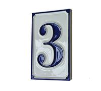 Chiffres de maison simples en céramique italienne, peints à la main, 11 cm x 7 cm (numéro 3)