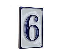 Chiffres de maison simples en céramique italienne, peints à la main, 11 cm x 7 cm (numéro 6)