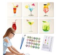 Chiffres de peinture pour cocktails mignons - Numéro de peinture portable pour débutant | Peinture acrylique pinceau I peintures acryliques incluses | Peinture de symboles transparents | Décoration
