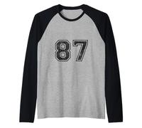 Chiffres de Sport Vintage 87 Quatre-Vingt-Sept Manche Raglan
