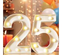 Chiffres décoratifs lumineux à DEL de 22,4 cm, numéros de chapiteau pour décoration de 25e anniversaire, panneau lumineux pour fête d'anniversaire, veilleuse, anniversaire de mariage, décoration