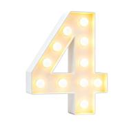 Chiffres Décoratifs Lumineux À LED Faire Soi-même, Numéros De Chapiteau En Plastique Blanc, Lampes Carton For Anniversaire, Remise Diplôme, Mariage(Number4,120cm/4ft)