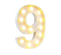 Chiffres Décoratifs Lumineux À LED Faire Soi-même, Numéros De Chapiteau En Plastique Blanc, Lampes Carton For Anniversaire, Remise Diplôme, Mariage(Number9,100cm/3.3ft)