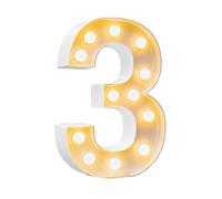 Chiffres Décoratifs Lumineux À LED Faire Soi-même, Numéros De Chapiteau En Plastique Blanc, Lampes Carton For Anniversaire, Remise Diplôme, Mariage(Number3,100cm/3.3ft)