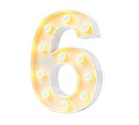 Chiffres Décoratifs Lumineux À LED Faire Soi-même, Numéros De Chapiteau En Plastique Blanc, Lampes Carton For Anniversaire, Remise Diplôme, Mariage(Number 6,120cm/4ft)