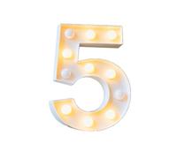 Chiffres Décoratifs Lumineux À LED Faire Soi-même, Numéros De Chapiteau En Plastique Blanc, Lampes Carton For Anniversaire, Remise Diplôme, Mariage(Number5,70cm/2.3ft)