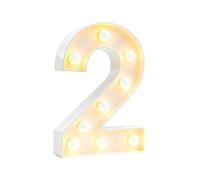 Chiffres Décoratifs Lumineux À LED Faire Soi-même, Numéros De Chapiteau En Plastique Blanc, Lampes Carton For Anniversaire, Remise Diplôme, Mariage(Number 2,70cm/2.3ft)