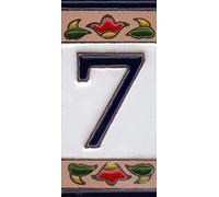 Chiffres et lettres en céramique - Motif piments mexicains - Dimensions des carreaux : 7,5 x 3,5 cm - 3 à 10 cadres (numéro 7)