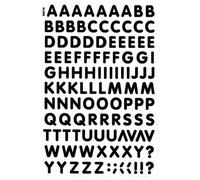 Chiffres et lettres - Noir - Set d'autocollants - Personnages 18 mm - 1 feuille de dimensions 27 cm x 18 cm