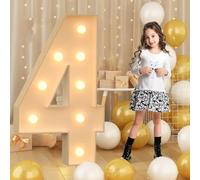 Chiffres géants lumineux à LED de 120cm-4ft, chiffre 4, panneau lumineux en mosaïque, lampes à chiffres LED pour la Saint-Valentin, anniversaire, Noël, Nouvel An