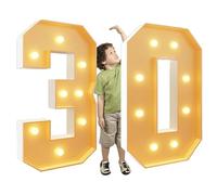 Chiffres géants lumineux à LED for fête du 18e et 40e anniversaire Chapiteau lumineux en mosaïque Lampes à chiffres LED for la Saint-Valentin, l'anniversaire, Noël, le Nouvel An(Number 30,120cm/4FT)