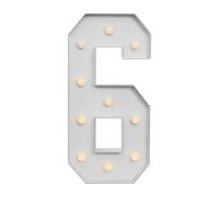 Chiffres LED 3D de 0 à 9 pour mariage, anniversaire, fête, éclairage de Noël, lampe de nuit (6 blancs)