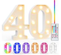 Chiffres LED - Chiffres lumineux - 40,35 couleurs - Chiffres lumineux à LED avec télécommande - Intensité variable - Décoration pour Happy Birthday - Décoration de fête - Décoration de mariage