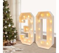 Chiffres LED décoratifs 30 avec 20 ampoules LED, Chiffre Lumineux Chiffre Anniversaire Lights Décoration Led Chiffres, Numéro lumineux 3D 100 cm