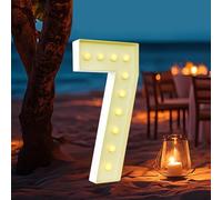 Chiffres lumineux à LED 0, 1, 2, 3, 4, 5, 6, 7, 8, 9, grand nombre avec ampoules - 100 cm - Blanc chaud - Décoration LED pour anniversaire, fête, mariage (7)