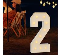 Chiffres lumineux à LED 0, 1, 2, 3, 4, 5, 6, 7, 8, 9, grand nombre avec ampoules - 100 cm - Blanc chaud - Décoration LED pour anniversaire, fête, mariage (2)
