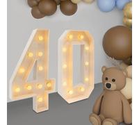 Chiffres lumineux à LED - Chiffres lumineux - Décoration de fête d'anniversaire - Lumières blanches chaudes - Pour homme de 40 ans - Décoration de table