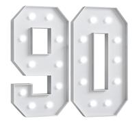 Chiffres lumineux chapiteau 120 cm/48 pouces for anniversaire, cadre prédécoupé éclairé par LED, numéros en mosaïque for 1er, 18e anniversaire, décoration de fête de mariage(Number 90,White light)