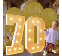 Chiffres lumineux de 1,2 m - Numéro de chapiteau géant - Cadre en mosaïque - Cadre en mousse prédécoupé - Kit de décoration d'anniversaire - Grand numéro en carton - Blanc