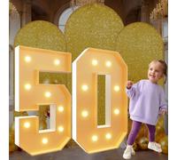 Chiffres lumineux de 1 m - Numéro de chapiteau 50 - Cadre en mosaïque géant - Cadre en mousse prédécoupé - Kit de décoration d'anniversaire - Grand numéro en carton - Blanc