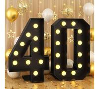 Chiffres Lumineux de 2,3 Pieds, Chiffres LED pour la décoration de la pièce, numéros en mosaïque, Grand kit d'arche de chapiteau pour fête d'anniversaire, fiançailles(Number 40)