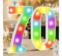 Chiffres lumineux de 32,6 cm, 17 couleurs à DEL pour décoration de 70e anniversaire avec télécommande, grand numéro 70 amélioré pour fête, anniversaire, mariage, décoration d'intérieur