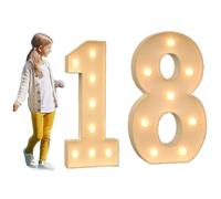Chiffres lumineux de chapiteau 120CM, numéros de mosaïque de fête d'anniversaire, numéros de panneau en mousse KT avec ampoule LED, décor de fond, Kit de bricolage for décor d'anniversaire，Numéro 18