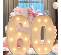Chiffres lumineux for chapiteau, grand panneau géant, lumières LED blanches chaudes, lampe mosaïque scintillante for propositions, fiançailles, mariage, décoration d'événement.(Number 60,2.3ft)