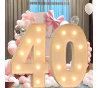 Chiffres lumineux for chapiteau, grand panneau géant, lumières LED blanches chaudes, lampe mosaïque scintillante for propositions, fiançailles, mariage, décoration d'événement.(Number 40,3.3ft)