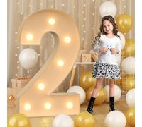 Chiffres lumineux géants à LED de 120 cm-4 pieds numéro 2, Panneau lumineux en mosaïque style marquise, Lampes à chiffres LED pour Saint-Valentin, anniversaire, Noël, Nouvel An