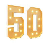Chiffres lumineux pour décoration de fête, lumières géantes à DEL en mosaïque - Panneau en mousse prédécoupé pour Saint-Valentin, anniversaire, Noël, Nouvel An - 100 cm - Numéro 50