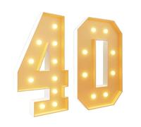 Chiffres lumineux pour décoration de fête, lumières géantes à DEL en mosaïque - Panneau en mousse prédécoupé pour Saint-Valentin, anniversaire, Noël, Nouvel An - 100 cm - Numéro 40