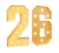 Chiffres lumineux pour décoration de fête, lumières géantes à DEL en mosaïque - Panneau en mousse prédécoupé pour Saint-Valentin, anniversaire, Noël, Nouvel An - 70 cm - Numéro 26