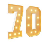 Chiffres lumineux pour décoration de fête, lumières géantes à DEL en mosaïque - Panneau en mousse prédécoupé pour Saint-Valentin, anniversaire, Noël, Nouvel An - 100 cm - Numéro 70