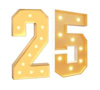 Chiffres lumineux pour décoration de fête, lumières géantes à DEL en mosaïque - Panneau en mousse prédécoupé pour Saint-Valentin, anniversaire, Noël, Nouvel An - 70 cm - Numéro 25