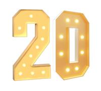Chiffres lumineux pour décoration de fête, lumières géantes à DEL en mosaïque - Panneau en mousse prédécoupé pour Saint-Valentin, anniversaire, Noël, Nouvel An - 70 cm - Numéro 20