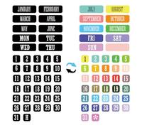 Chiffres magnétiques Double Face et Mois pour Calendrier effaçable à Sec, Tableau Blanc, Jours de la Semaine et Mois, Calendrier magnétique pour Bureau